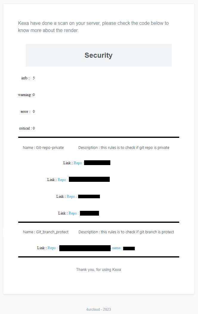 Render HTML of security scan