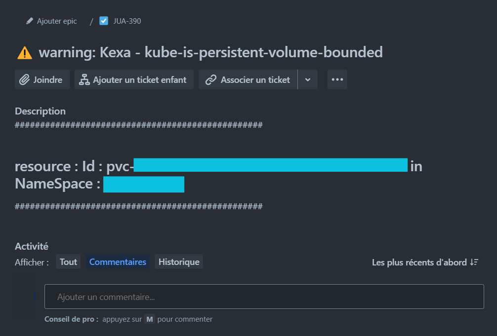 Kexa Jira Results details